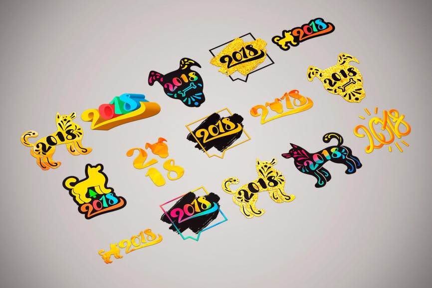 دانلود مجموعه وکتور های نمادین سال 2018