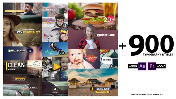 دانلود افتر افکت 900 Typography & Titles - مجموعه 900 تایتل و تایپوگرافی آماده