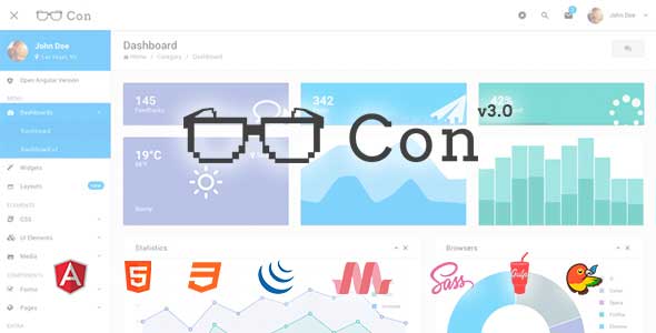 دانلود قالب مدیریت Con - قالب HTML داشبورد و مدیریت سایت