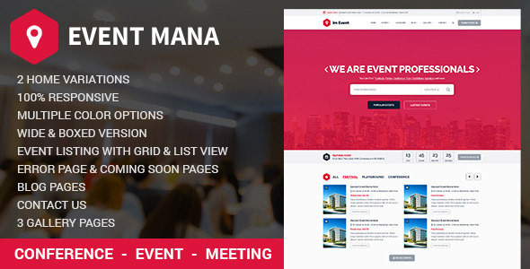 دانلود قالب وردپرس Event Management - پوسته مدیریت رویداد وردپرس | پوسته Event Management