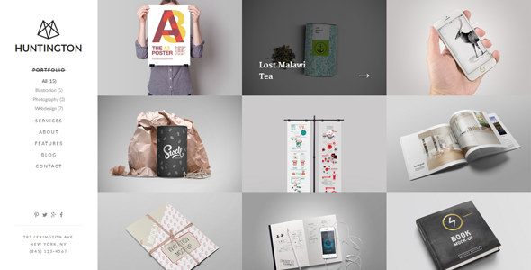 دانلود قالب وردپرس Huntington - پوسته نمونه‌کار خلاقانه وردپرس | پوسته Huntington