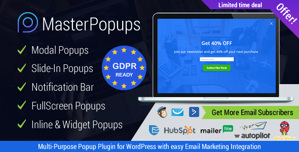 دانلود افزونه وردپرس Master Popups - افزونه مدیریت پاپ آپ | پلاگین Master Popups