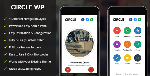دانلود قالب وردپرس Circle Mobile - پوسته موبایل وردپرس | پوسته Circle Mobile