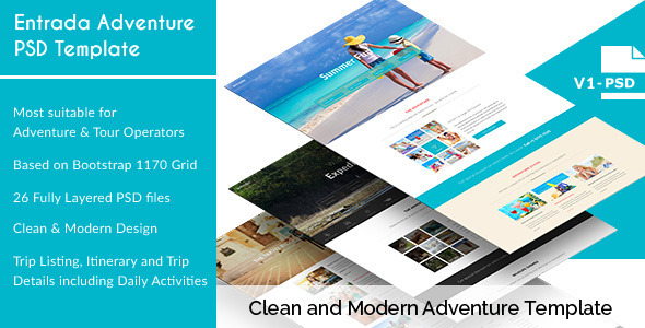 دانلود قالب PSD جدید Entrada - قالب مسافرت و گردشگری