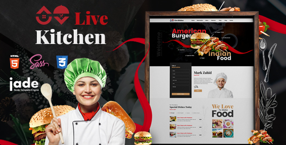 دانلود قالب سایت LiveKitchen - قالب HTML رستوران