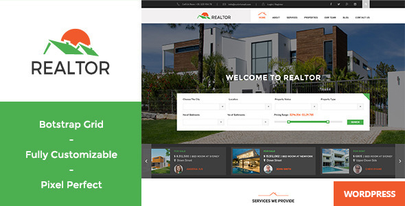 دانلود قالب وردپرس Realtor - پوسته مشاور املاک وردپرس | پوسته Realtor