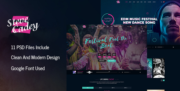 دانلود قالب PSD جدید Steve Cadey - قالب PSD موزیک و سرگرمی