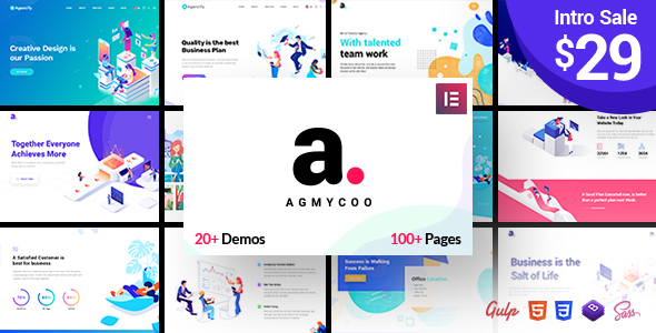 دانلود قالب وردپرس Agmycoo - پوسته خلاقانه نمایندگی های دیجیتال و استارت آپ | پوسته Agmycoo