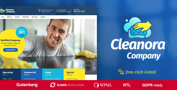 دانلود قالب وردپرس Cleanora - پوسته شرکت های خدماتی وردپرس | پوسته Cleanora
