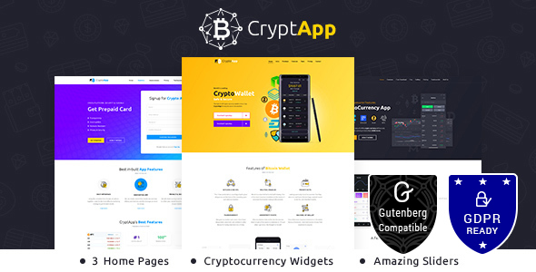 دانلود قالب وردپرس CryptApp - پوسته صفحه فرود وردپرس | پوسته CryptApp