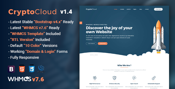 دانلود قالب سایت CryptoCloud – قالب HTML هاستینگ و WHMCS