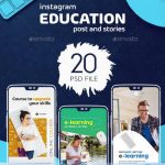 دانلود مجموعه فایل های لایه باز پست و استوری اینستاگرام با موضوع تحصیلات و آموزش