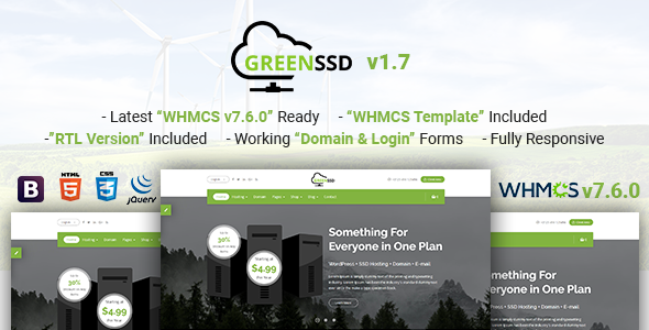 دانلود قالب سایت GREENSSD – قالب HTML هاستینگ و WHMCS