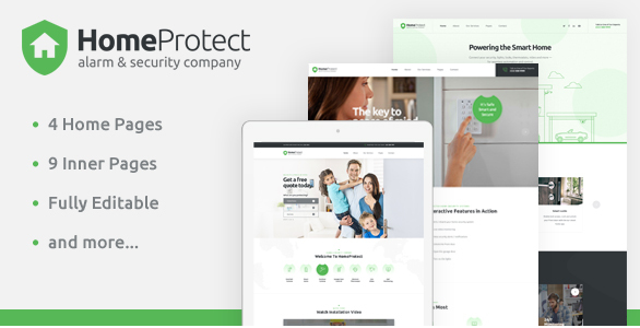 دانلود قالب PSD جدید HomeProtect - قالب PSD سیستم های امنیتی هوشمند