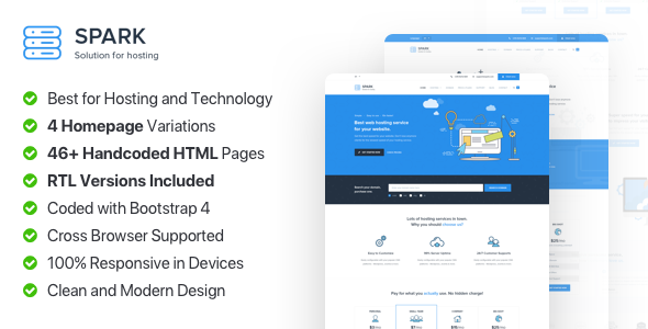 دانلود قالب سایت Spark Host – قالب HTML واکنش گرا هاستینگ و تکنولوژی