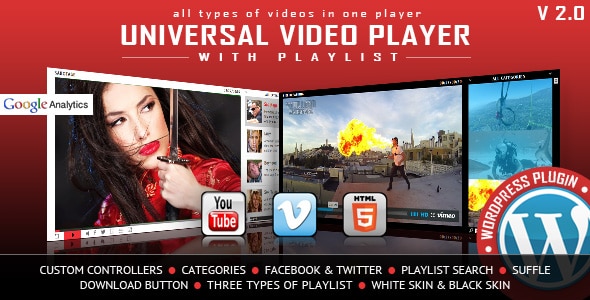 دانلود افزونه وردپرس Universal Video Player - افزونه پخش کننده ویدیو وردپرس | پلاگین Universal Video Player