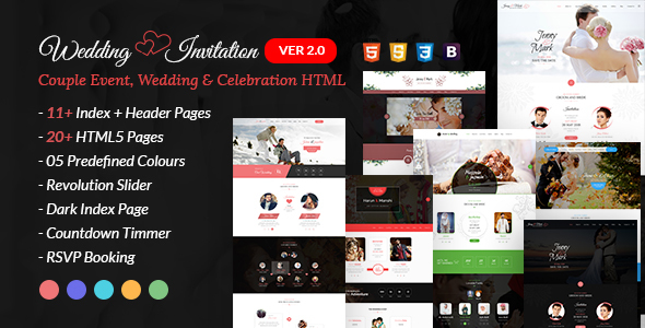 دانلود قالب سایت Wedding Invitation - قالب HTML مجالس عروسی و مهمانی
