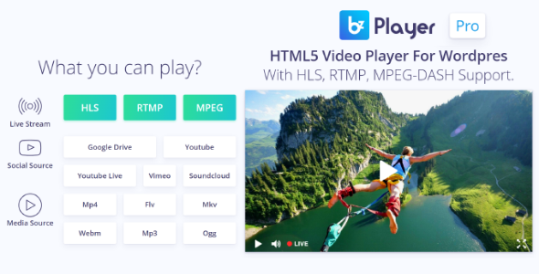 دانلود افزونه وردپرس bzplayer Pro - پلیر استریم زنده و پخش ویدیو قدرتمند وردپرس | پلاگین bzplayer Pro
