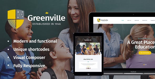 دانلود قالب وردپرس Greenville - پوسته آموزشی و تحصیلات وردپرس