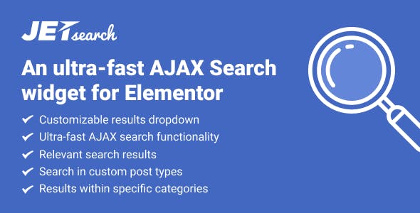 دانلود افزونه وردپرس JetSearch - ابزارک جستجوگر آژاکس المنتور