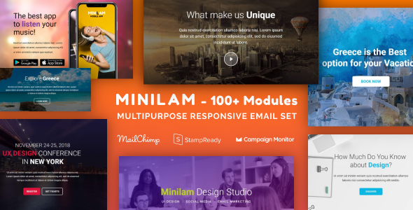 دانلود قالب ایمیل Minilam - به همراه سازنده آنلاین و ویرایشگر MailChimp