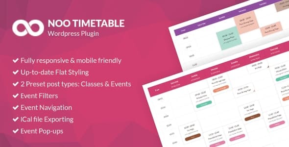 دانلود افزونه وردپرس Noo Timetable - افزونه تقویم و مدیریت رویدادهای وردپرس