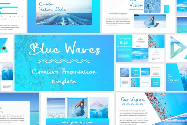 دانلود قالب پاورپوینت Blue Waves - قالب آماده و حرفه ای PowerPoint