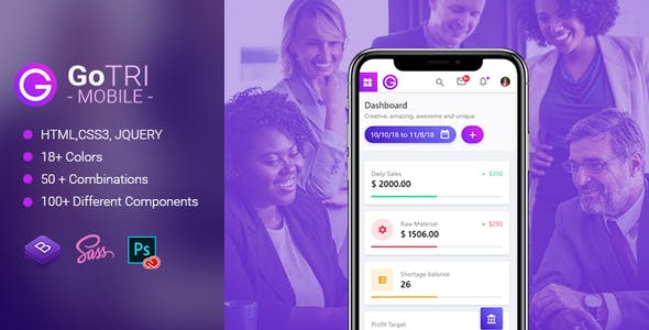 دانلود قالب موبایل GoTRI - قالب HTML چند منظوره موبایل و تبلت
