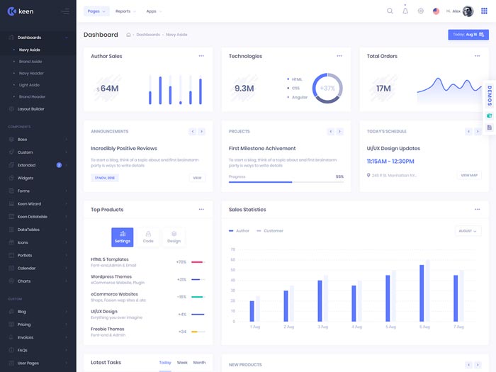 دانلود قالب داشبورد Keen - قالب مدیریت حرفه ای VueJS
