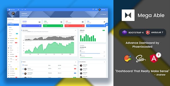 دانلود قالب داشبورد و مدیریت بوت استرپ Mega Able