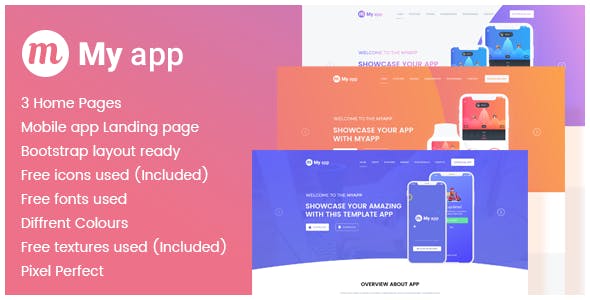 دانلود قالب صفحه فرود Myapp - صفحه فرود معرفی و تبلیغ اپلیکیشن
