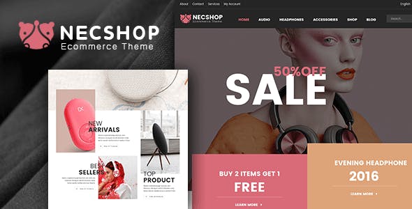 دانلود قالب وردپرس Nec Shop - پوسته فروشگاهی چند منظوره ووکامرس