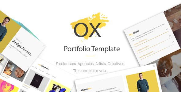 دانلود قالب سایت OX - قالب HTML خلاقانه نمونه کار شخصی