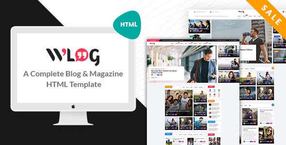 دانلود قالب وبلاگ و مجله آنلاین Wlog - قالب HTML حرفه ای وبلاگی