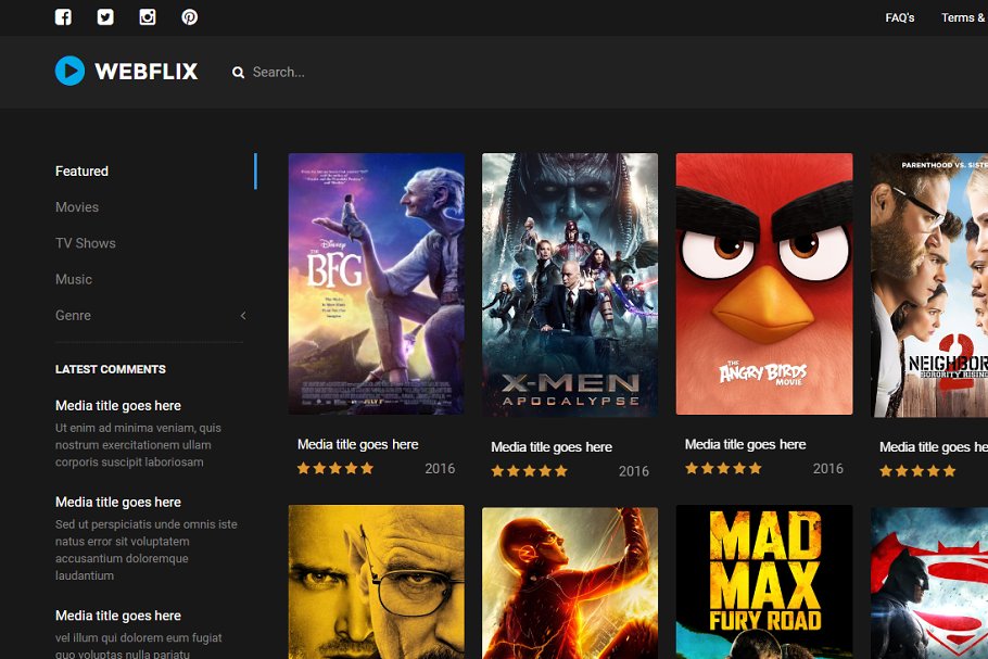 دانلود قالب فیلم و سریال Webflix - قالب HTML استریم و مدیا حرفه ای