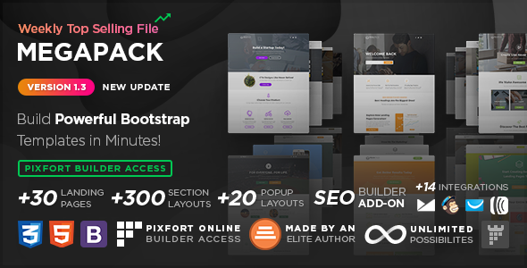 دانلود قالب MEGAPACK - مجموعه قالب های صفحه فرود + صفحه ساز PixFort