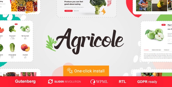 دانلود قالب وردپرس Agricole - پوسته فروشگاهی محصولات ارگانیک ووکامرس