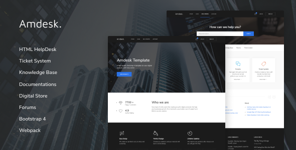 دانلود قالب سایت Amdesk - قالب HTML مرکز آموزش و پشتیبانی