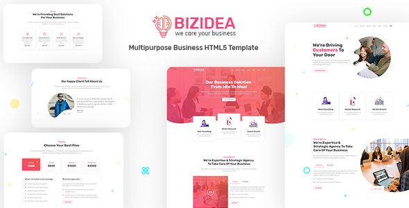 دانلود قالب سایت Bizidea - قالب HTML چند منظوره و واکنش گرای کاری
