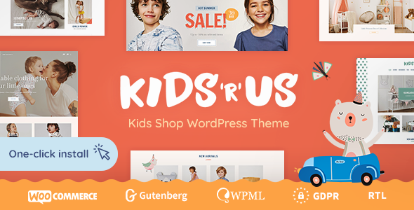 Kids R Us - Toy Store and Kids Clothes Shop Theme دانلود قالب وردپرس Kids R Us - پوسته فروشگاه اسباب بازی راست چین ووکامرس