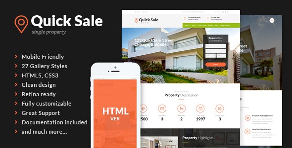 دانلود قالب سایت Quick Sale - قالب HTML مشاورین املاک حرفه ای