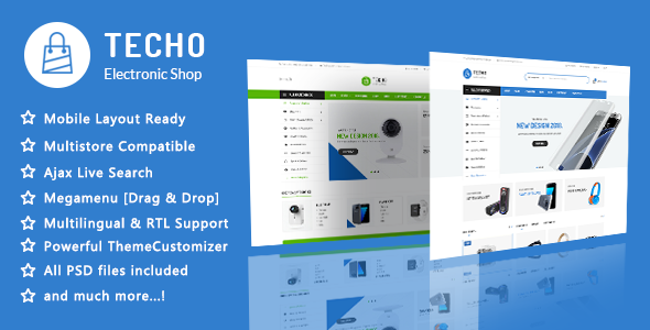 دانلود قالب پرستاشاپ Techo - قالب فروشگاه لوازم الکترونیک پرستاشاپ
