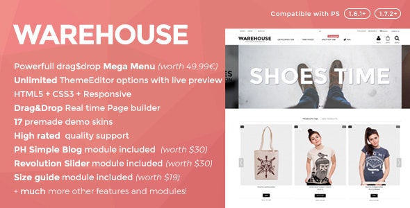 دانلود قالب پرستاشاپ Warehouse - قالب واکنش گرا و حرفه ای پرستاشاپ