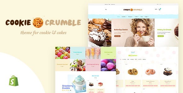 دانلود قالب شاپیفای Cookie - قالب فروشگاهی شیرینی پزی و مواد غذایی Shopify