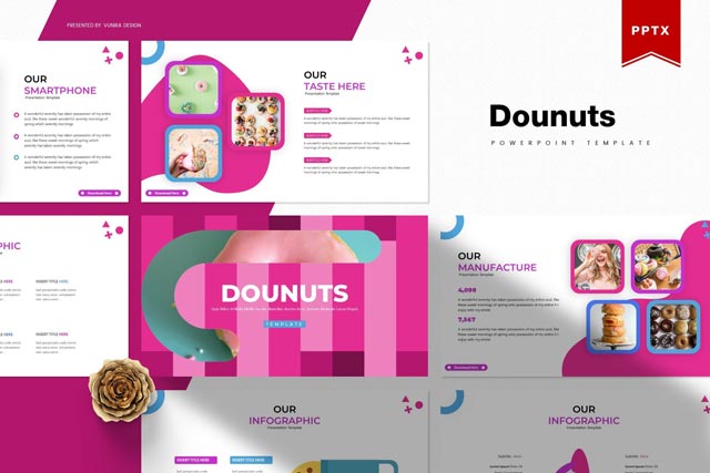 دانلود قالب پاورپوینت Dounuts - به همراه 150 اسلاید آماده و حرفه ای