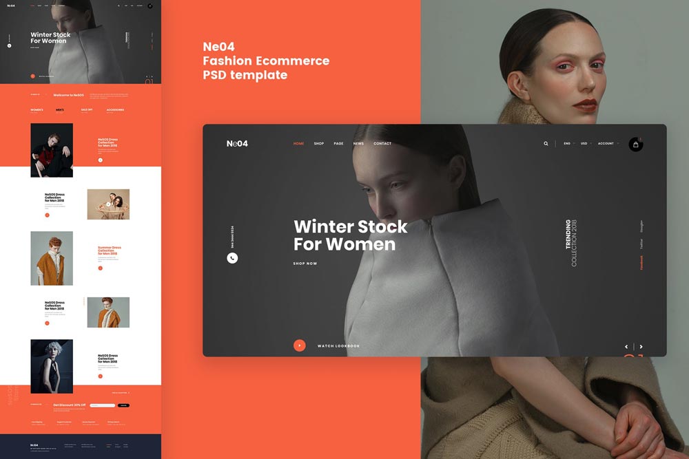 دانلود قالب PSD فروشگاهی Ne04 - قالب UI Kit آماده و حرفه ای