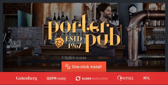 دانلود قالب وردپرس Porter Pub - پوسته رستوران و کافه راست چین وردپرس