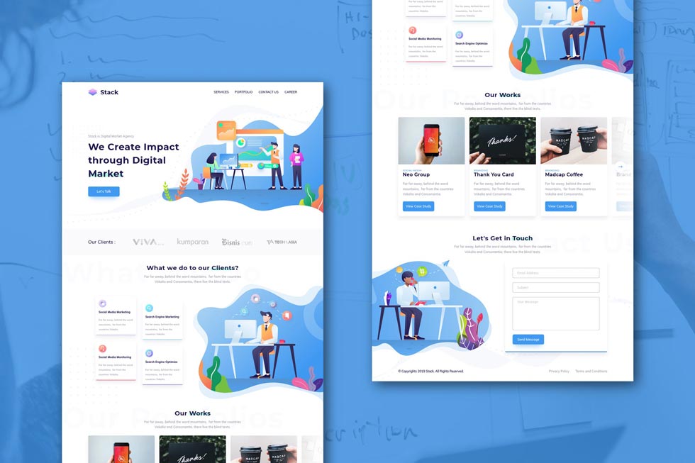 قالب UI و UX صفحه اصلی سایت استارت آپ - قالب Adobe XD