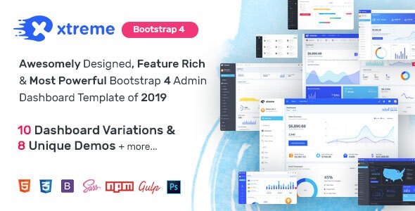 دانلود قالب مدیریت Xtreme Admin - قالب بوت استرپ 4 مدیریت و داشبورد