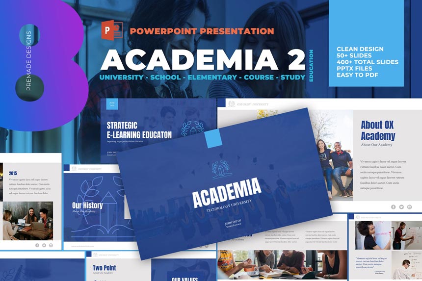 دانلود قالب پاورپوینت Academia - قالب آماده آموزش و پرورش PowerPoint